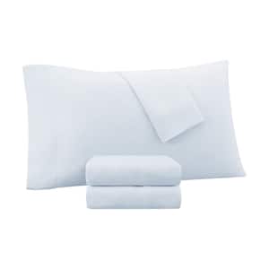 Super-Soft 3-Piece Light Blue Solid Polyester Twin Washed Cooling Sheet Set
