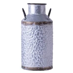Large Rustic Farmhouse Style Galvanized Metal Milk Can Decoration Planter and Vase