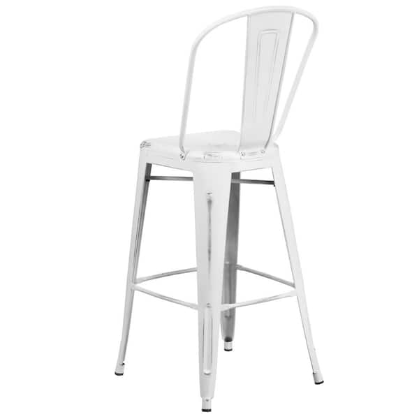 White distressed deals metal bar stools