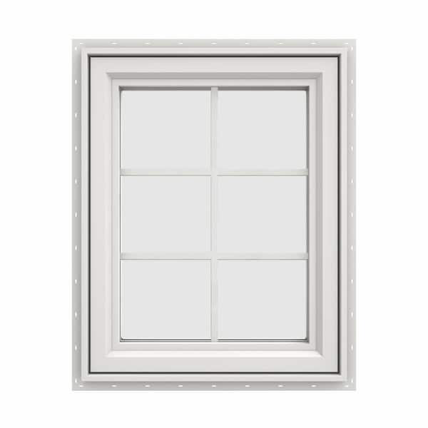 JELD-WEN 23.5 in. x 35.5 in. V-4500 Series White Vinyl Right-Handed Casement Window with Colonial Grids/Grilles