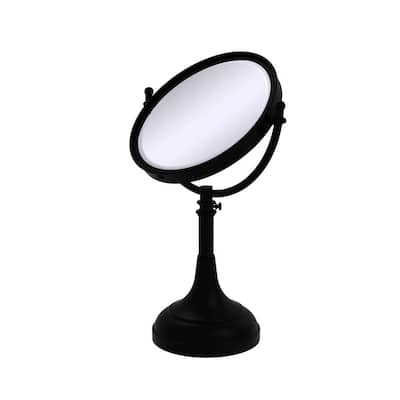 Height Adjustable 8 in. Vanity Top Makeup Mirror 5x Magnification in Matte Black