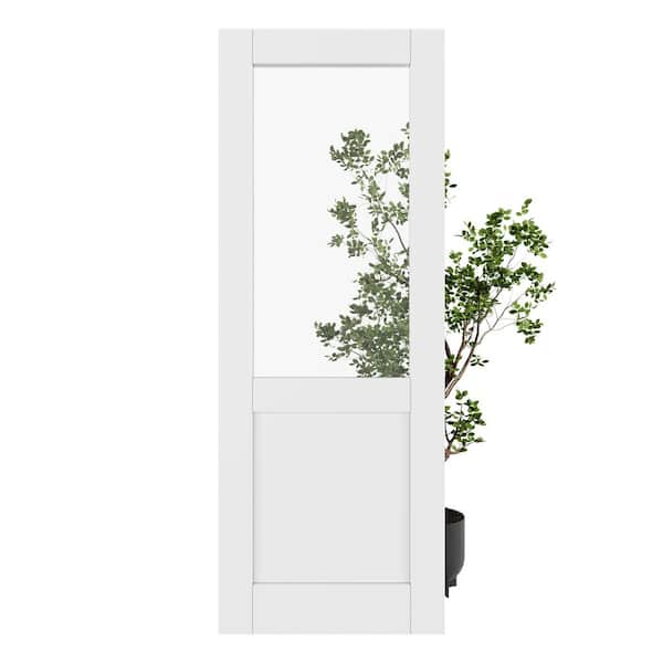 32 in. x 80 in. 1/2 Lite Clear Glass White Solid Core MDF Primed Standard Interior Door Slab