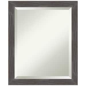 Woodridge Rustic Grey 18.88 in. W x 22.88 in. H Wood Framed Beveled Bathroom Vanity Mirror in Gray