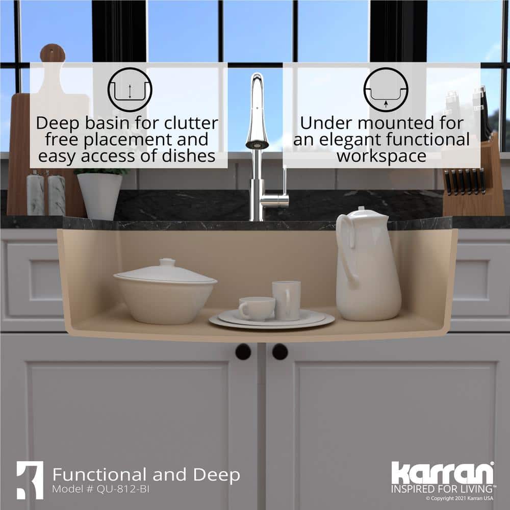 Bisque Quartz Large Single Bowl Undermount Kitchen Sink