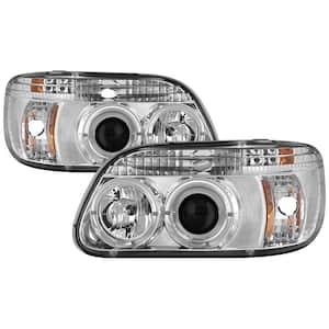Ford Explorer 95-01 1PC Projector Headlights - LED Halo - Chrome - High H1 (Included) - Low H1 (Included)
