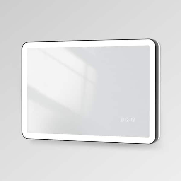 24 in. W x 32 in. H Rectangular Framed Premium Aluminum LED Wall Mounted Bathroom Vanity Mirror in Color Black