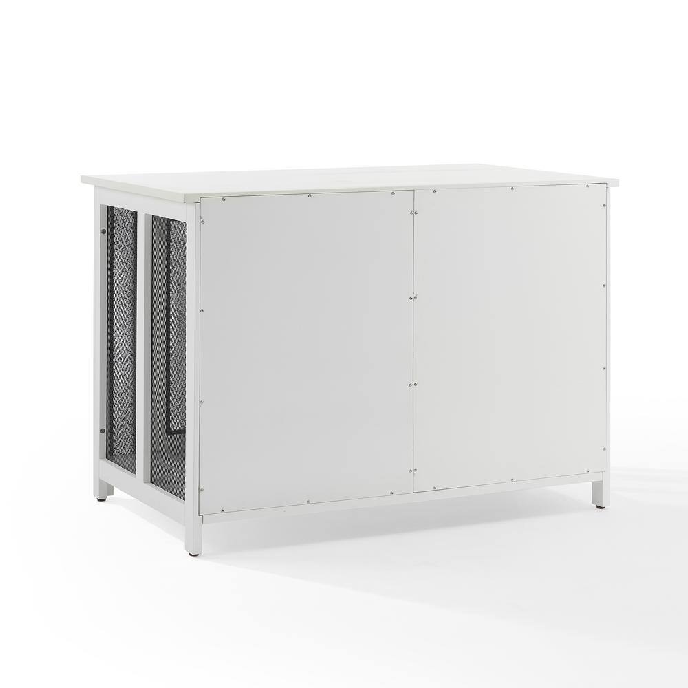 White and Black Steel Mesh Dog Crate Console Table