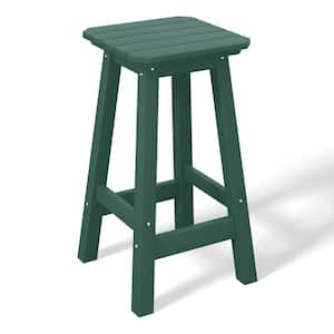 Laguna 24 in. HDPE Plastic All Weather Square Seat Backless Counter Height Outdoor Bar Stool in Dark Green