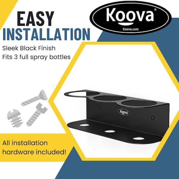 KOOVA 4.1 in. x 12.7 in. x 3.7 in. Black Steel Garage Wall Shelf Three Spray  Bottle Holder KV-SPRAYB-3 - The Home Depot