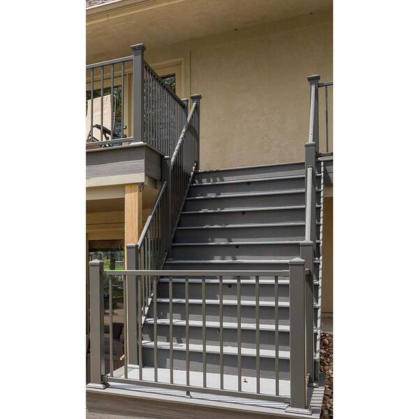 Pegatha Contemporary 6 ft x 36 in. Charcoal Gray Fine Textured Aluminum Stair Rail Kit