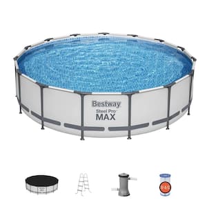 Pro MAX 15 ft. x 15 ft. Round 42 in. Deep Metal Frame Above Ground Swimming Pool with Pump & Cover