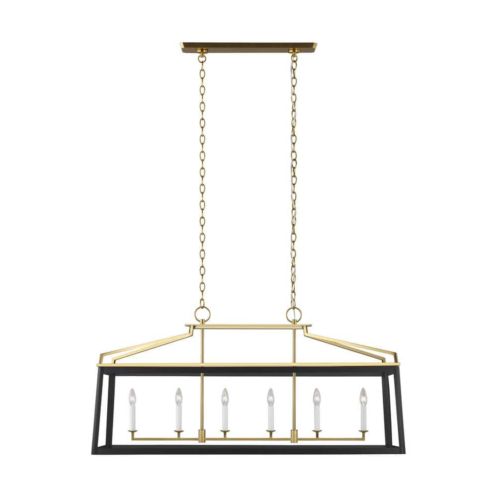 Midnight Black and Brass 6-Light Linear Lantern