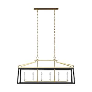 Carlow 48.125 in. W x 23.5 in. H 6-Light Midnight Black Indoor Dimmable Linear Lantern Chandelier with No Bulbs Included