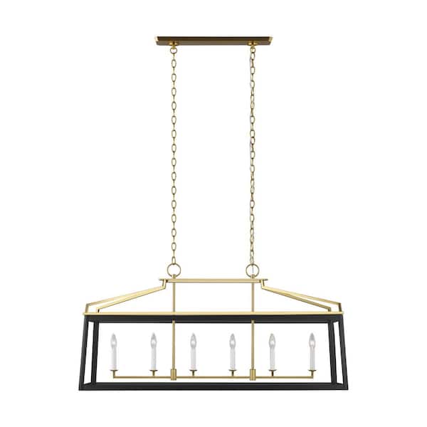 Carlow 48.125 in. W x 23.5 in. H 6-Light Midnight Black Indoor Dimmable Linear Lantern Chandelier with No Bulbs Included
