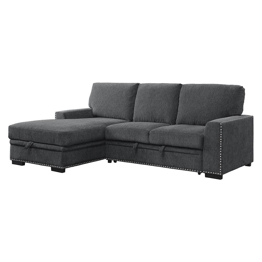 Driggs 96 in. Straight Arm 2-piece Chenille Sectional Sofa in Charcoal with