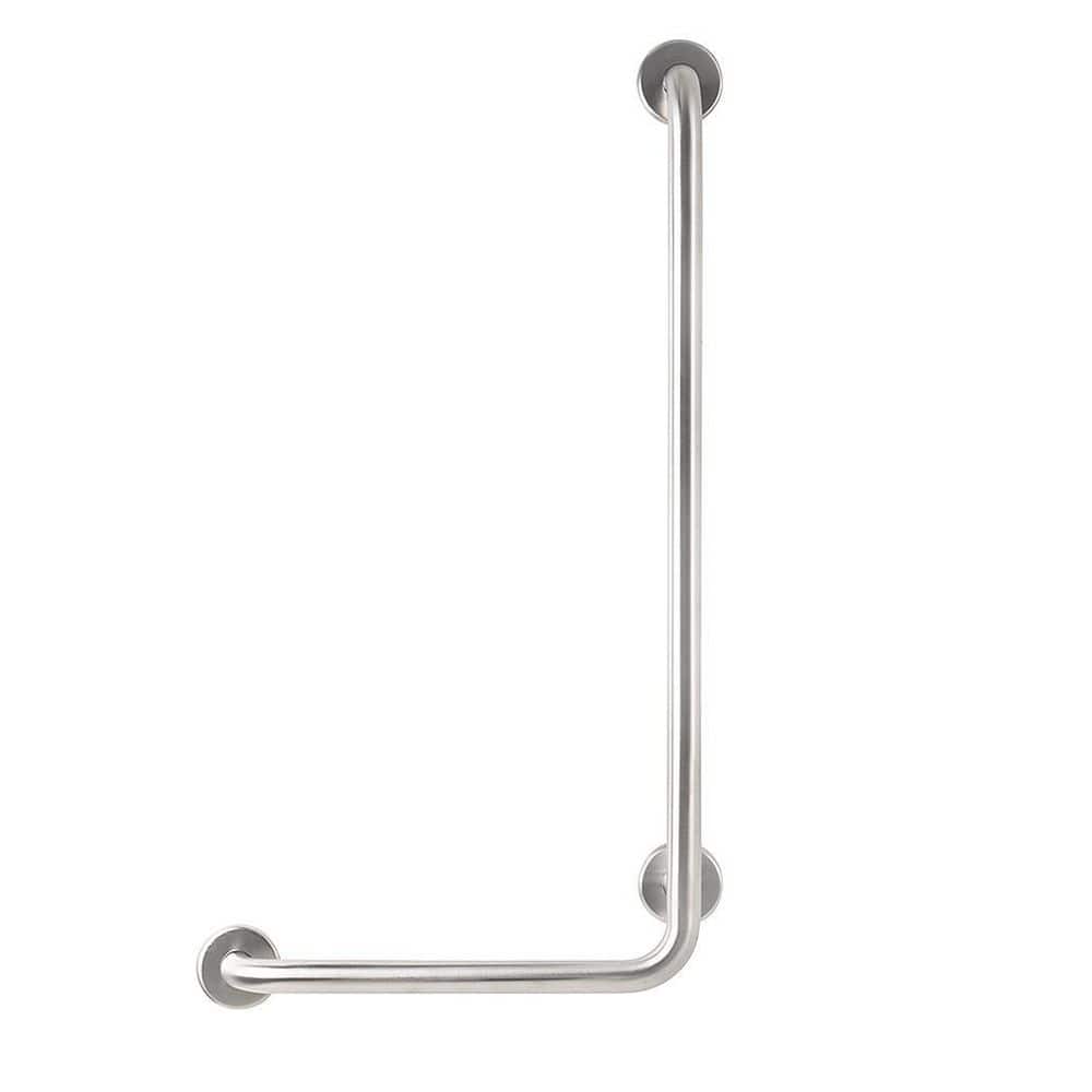 CSI Bathware 16 in. x 32 in. Left Hand Vertical Angle Grab Bar in Satin