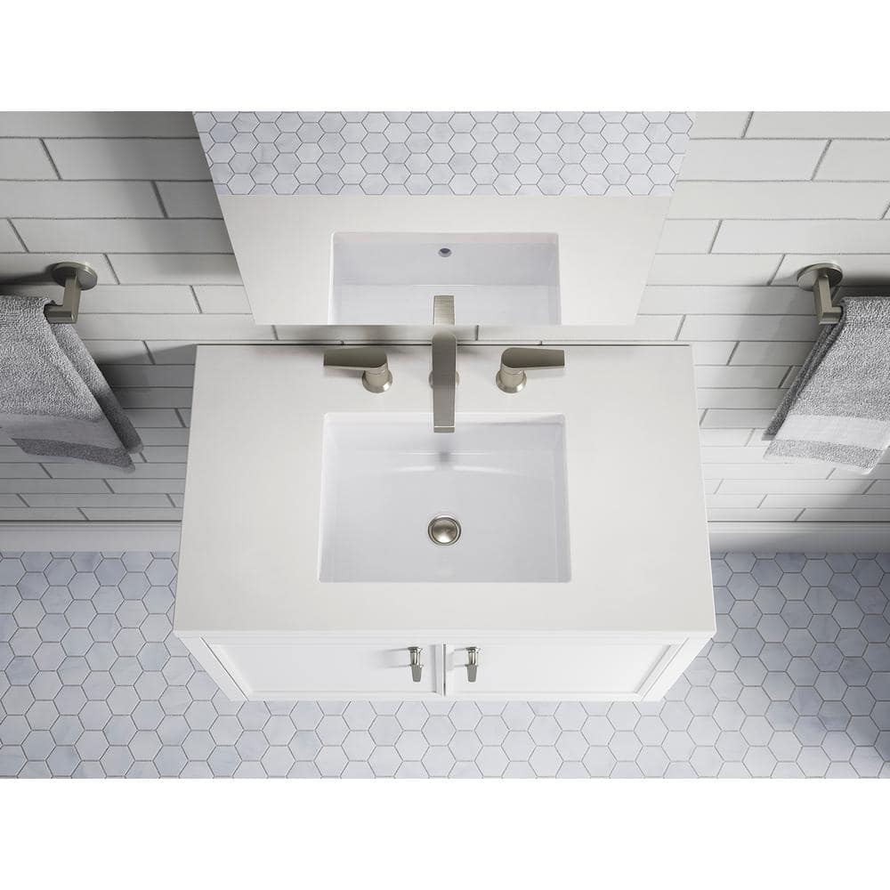 Winnow 30" White MDF Freestanding Single Bathroom Vanity with Quartz Top