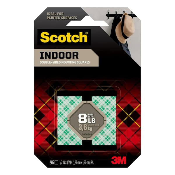 Scotch 0.5 in. x 0.5 in. Permanent Double Sided Indoor Mounting Squares (96-Pack)