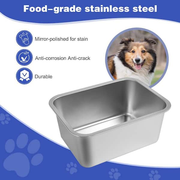 Unbranded 3 Gallons Large Capacity Stainless Steel Metal Dog Water Bowl  Indoor Outdoor Use for Medium to Giant Dogs 745PH01222D