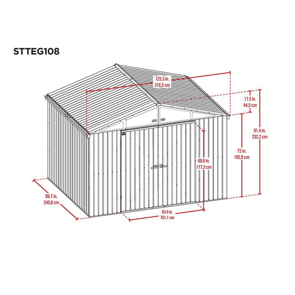 Green 8' x 10' Steel Lawn Care Storage Shed