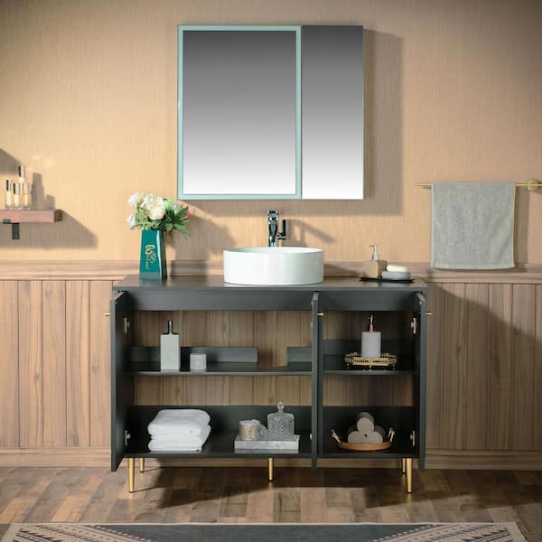 TOPBRIDGE x ANYTYPE ブラックステア WOODBRIDGE 48 in. W x 22 in. D Single Ceramic Vessel Sink