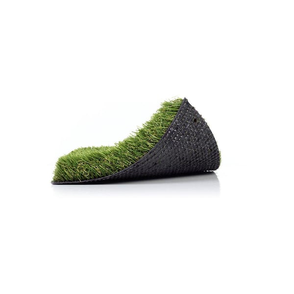 15 ft. W x Cut to Length Green and Tan Quick Draining Artificial Grass Turf