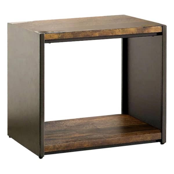 Furniture of America Lumberton 24 in. Matte Black Square Wood End Table with 1-Shelf
