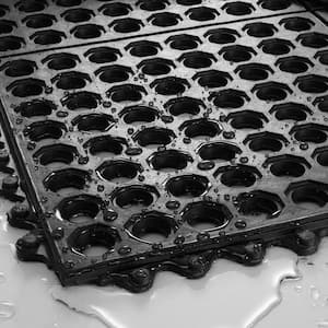 Black 36 in. x 36 in. Rubber Interlocking Drainage Non-Slip Anti-Fatigue Indoor Commercial Floor Mat