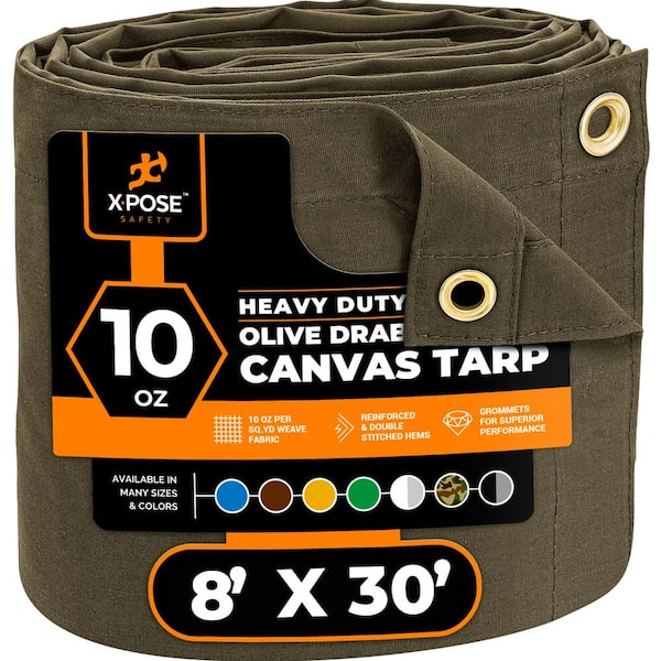 Canvas Heavy Duty 8 ft. W X 30 ft. L Olive Drab 10 oz. Tarp