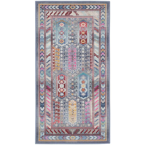 Vintage Kashan Grey/Multi 2 ft. x 4 ft. Bordered Traditional Area Rug