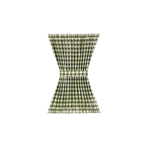 ACHIM Buffalo Check 54 in. W x 40 in. L Polyester/Cotton Light Filtering Door Panel and Tieback in Sage