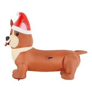 2.5 ft. H x 3 ft. 5 in. W  x 1.5 ft. L Pre-Lit LED Christmas  Airblown Corgi Dog Inflatable