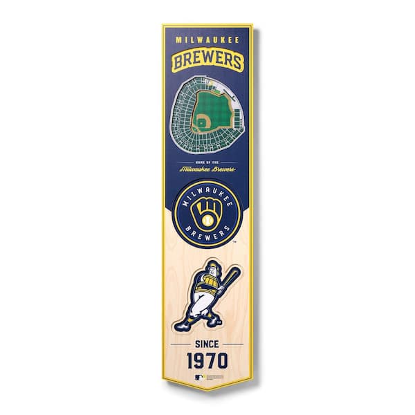 YouTheFan MLB Milwaukee Brewers Wooden 8 in. x 32 in. 3D Stadium Banner-Miller Park