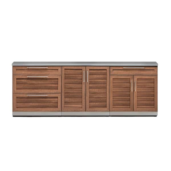 Grove 4-Piece 92 in. W x 36.5 in. H x 24 in. D Outdoor Kitchen Cabinet Set with Countertops