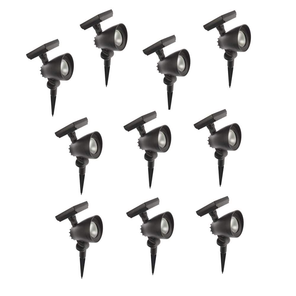 Hampton Bay 55 Lumens Black LED Outdoor Solar Spotlight with Adjustable Head (10-Pack)