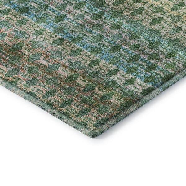 Mayfield Premium Machine Washable Abstract AMF2158 Aloe 9 ft. x 12 ft. Area Rug
