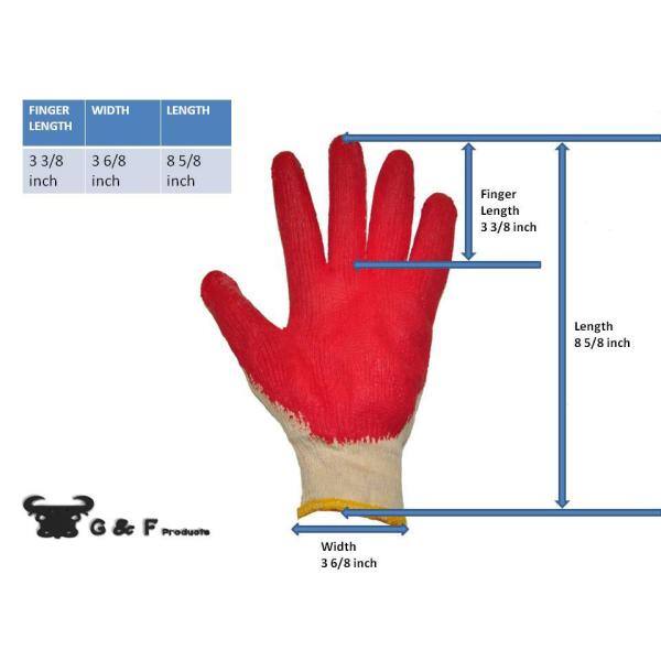Large Red Latex Dipped Knit Work Gloves, 10 Pairs