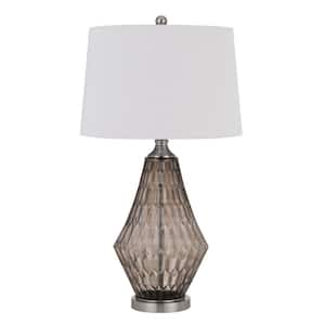 31 in. Gray Metal Table Lamp with Off White Empire Shade