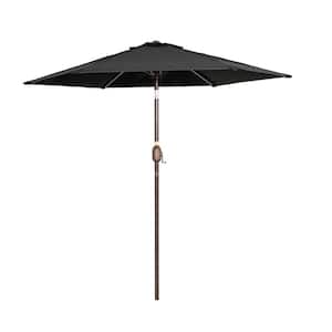 7.2 ft. Steel Pole Table Market Tilt Outdoor Patio Umbrella with Push Button in Black
