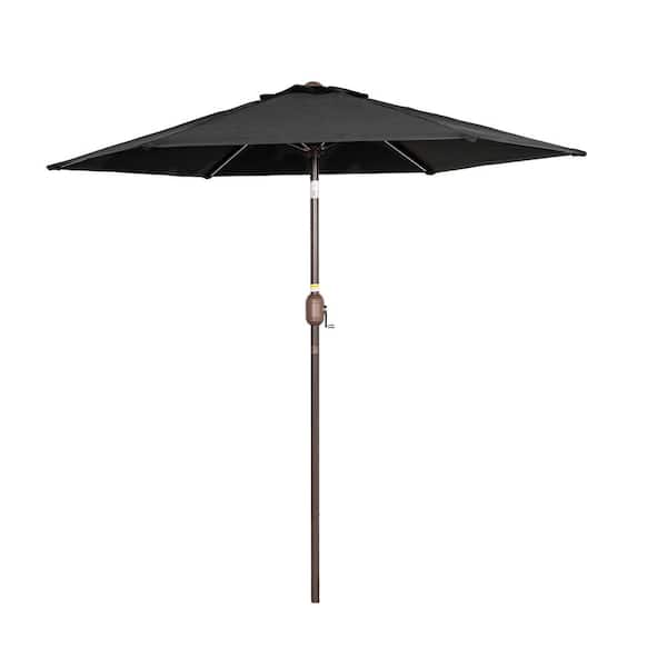 Unbranded 7.2 ft. Steel Pole Table Market Tilt Outdoor Patio Umbrella with Push Button in Black