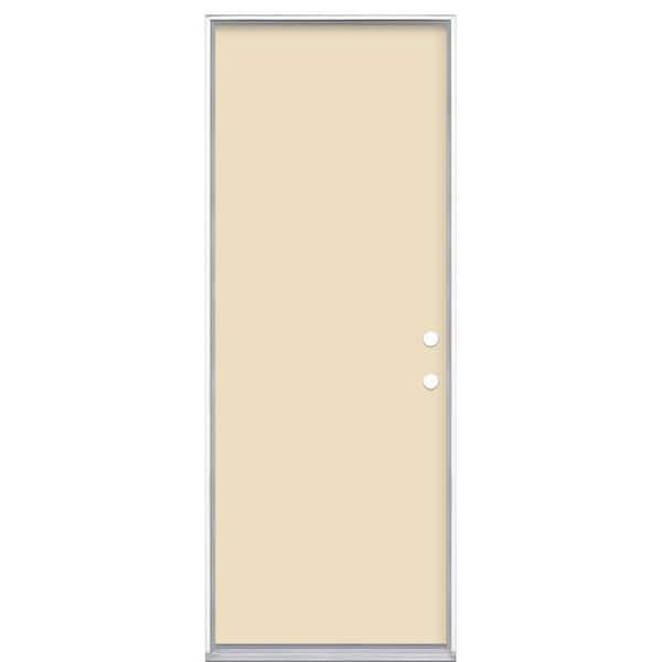 Masonite 30 in. x 80 in. Flush Left Hand Inswing Golden Haystack Painted Steel Prehung Front Exterior Door No Brickmold