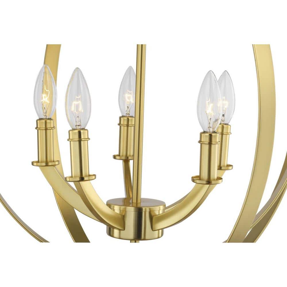 Equinox Satin Brass 5-Light Pendant with Concentric Rings