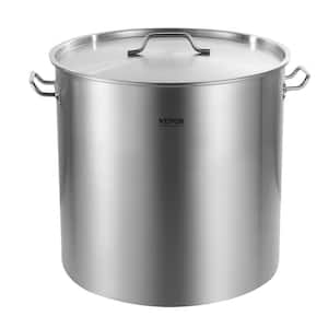 Commercial Stockpot 100 qt. Stainless Steel Nonstick in Silver Cookware Sauce Pot with Lid and Manual, Heavy Duty