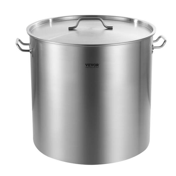 Commercial Stockpot 64 qt. Stainless Steel Nonstick in Silver Cookware Sauce Pot with Lid and Manual, Heavy Duty
