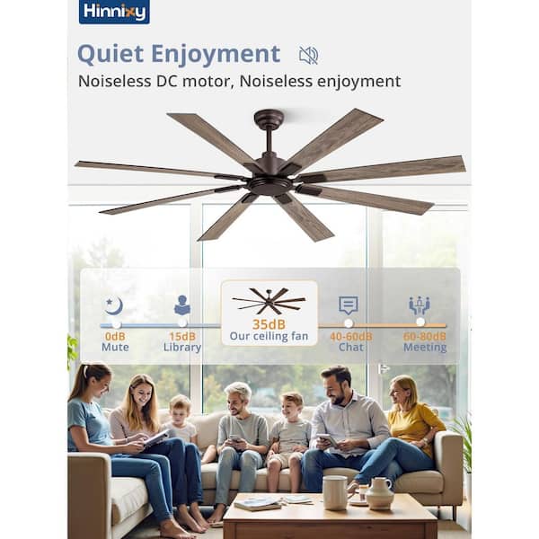 HINNIXY 72 in. Modern Bronze Ceiling Fan No Light-Remote, Downrod