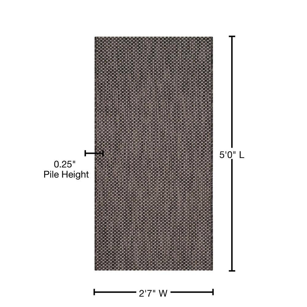Contemporary Black/Beige Synthetic Indoor/Outdoor Rug, 2'7" x 5'
