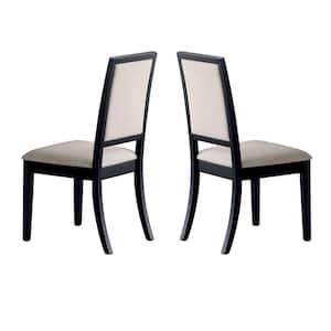Black Wooden Dining Side Chair with Cream Upholstered Seat and Back ( Set of 2 )