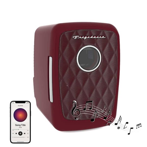 12 in. 1 cu. ft. 9-Can Retro Mini Refrigerator with Bluetooth in Red