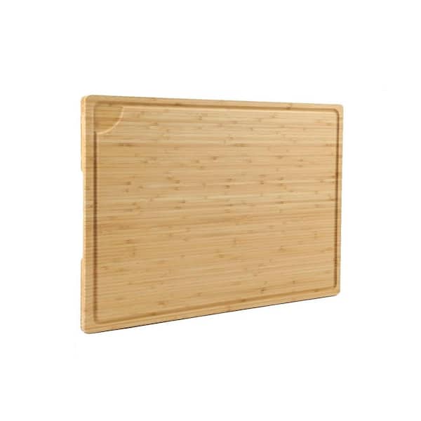24 x 18 in. Rectangular Extra Large Bamboo Cutting Board Handle, Juice Groove Kitchen Counter Sink
