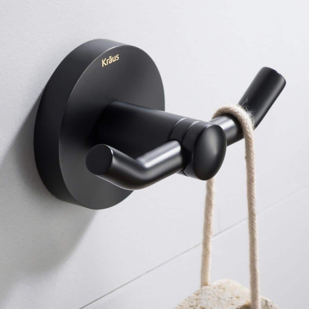 Matte Black Modern Double Wall Mounted Robe Hook
